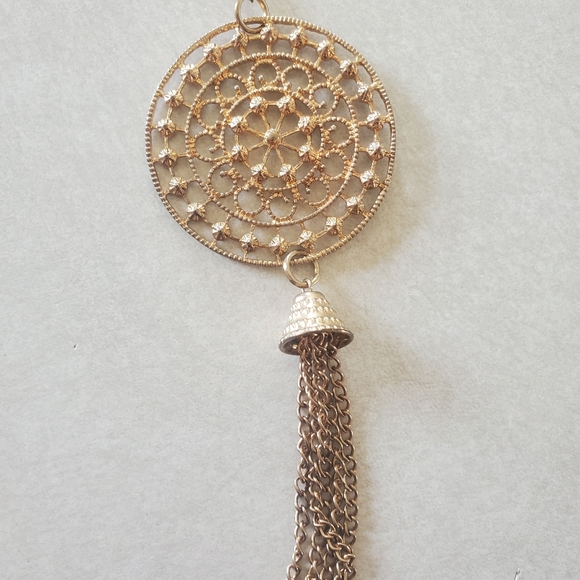 Gold Necklace w/ Tassel - Picture 2 of 2